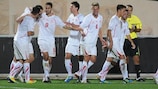 Switzerland celebrate Francois Affolter's second-half goal