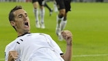 Miroslav Klose celebrates his goal against Austria