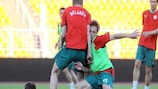 Belarus players in training