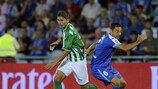 Betis's Salva Sevilla speeds away from Getafe's Mehdi Lacen