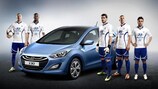 Team Hyundai: Karim Benzema, Daniel Sturridge, Iker Casillas, Lukas Podolski und Guiseppe Rossi