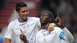 Montpellier's Mapou Yanga-Mbiwa (right) and Olivier Giroud are in France's provisional squad