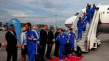 The Greek squad arrives at Warsaw airport