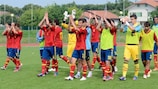 Spain celebrate victory against Armenia