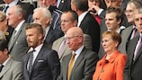 David Beckham, Sir Bobby Charlton und Peter Shilton