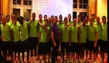 UEFA refereeing officer Hugh Dallas and the Portugal squad