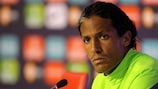 Portugal midfielder Bruno Alves at a press conference