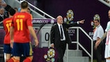Vicente del Bosque issues instructions to his players during the semi-final