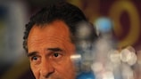 Italy coach Cesare Prandelli shares his thoughts with the press