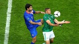 Croatia's Vedran Ćorluka challenges Jonathan Walters in the Group C win over the Republic of Ireland