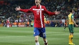 Miloš Krasić celebrates after scoring for Serbia against Australia at the World Cup this summer