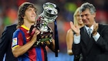 Carles Puyol receives the Spanish Super Cup