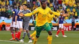 Bongani Khumalo celebrates his World Cup goal against France