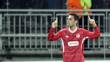 Eran Zahavi celebrates scoring an unforgettable goal in Lyon