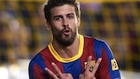Gerard Piqué pays tribute to convalescent team-mate Éric Abidal after scoring for Barcelona
