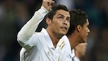 Cristiano Ronaldo festeja um dos golos marcados ao APOEL