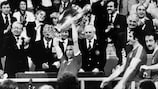 John McGovern lifts the trophy with Nottingham Forest in 1979
