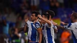 El Espanyol celebra su victoria en los play-off