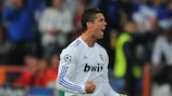 Cristiano Ronaldo festeja depois de inaugurar o marcador frente ao Milan