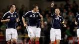 Kenny Miller (second right) celebrates after scoring for Scotland