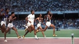 Jim Hines breaks the 100m record in the 1968 Olympic final