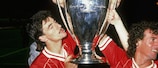 Liverpool pair Ian Rush and Craig Johnstone lift the European Cup in Rome