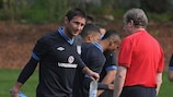 Frank Lampard (left) suffered an injury scare in training with England today