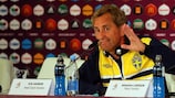 Erik Hamrén was in a jovial mood at his pre-match press conference in Kyiv