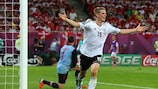 Lars Bender celebrates his first goal for Germany