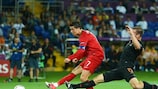 Cristiano Ronaldo evades Ron Vlaar to score his first goal of UEFA EURO 2012