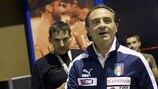 Cesare Prandelli arrived at today's press conference to a standing ovation