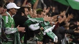 St-Étienne supporters cheer their team on against Inter