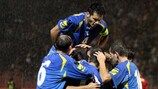 La Bosnie-Herzégovine célèbre l'un de ses cinq buts devant un Luxembourg impuissant