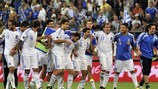 Griechenland feiert den Sieg über Kroatien.