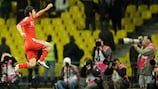 Alan Dzagoev celebra uno de sus dos goles ante Andorra