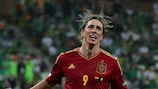 L'esultanza di Fernando Torres per il 3-0 della Spagna