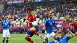 A Espanha e a Itália empataram 1-1 em Gdansk, a 10 de Junho