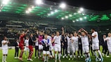 Wolfsberg celebrate after beating Mönchengladbach