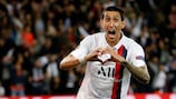 Ángel Di María celebrates one of his two goals for Paris against former club Real Madrid on Matchday 1