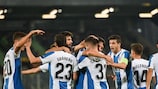 Víctor Campuzano (centre) is mobbed after scoring for Espanyol at Ludogorets