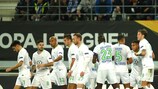 Wolfsburg celebrate a goal against Gent