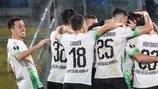 Il Mönchengladbach festeggia contro la Roma alla terza giornata