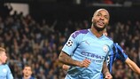 Raheem Sterling celebrates one of his three goals for Manchester City on Matchday 3