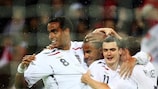 England celebrate Gabriel Agbonlahor's goal