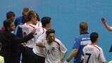 The Czech Republic celebrate beating Uruguay