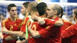 Los jugadores españoles celebrando la victoria