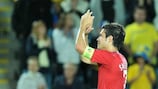 Milan Smiljanić applauds supporters at the end of a disappointing night for Serbia
