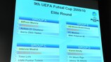 Os resultados do sorteio da fase de elite da UEFA Futsal Cup são exibidos em Nyon