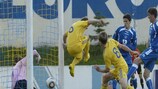 Goalmouth action from Ukraine against Bosnia-Herzegovina