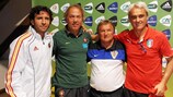 Die Trainer der Gruppe B: Luis Milla (Spanien), Ilidio Vale (Portugal), Ivan Grnja (Kroatien) und Massimo Piscedda (Italien)